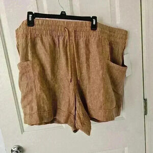 Athleta NWT Orange Cabo Linen Textured 4" Short Plus Size 26